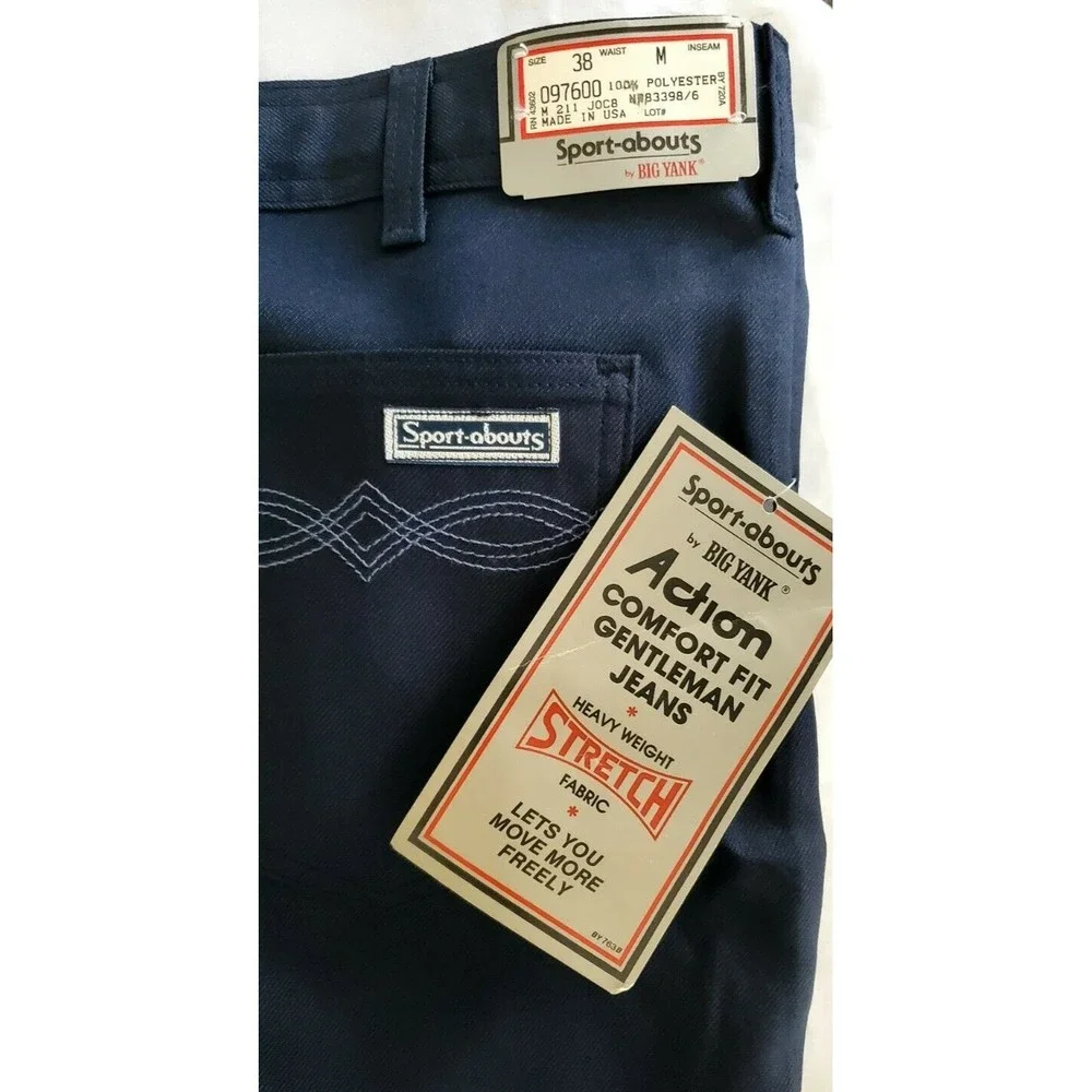 Sport-abouts Blue Slacks -Big Yank Western Dress Pants VTG 80's- Mens 38X30 NWT